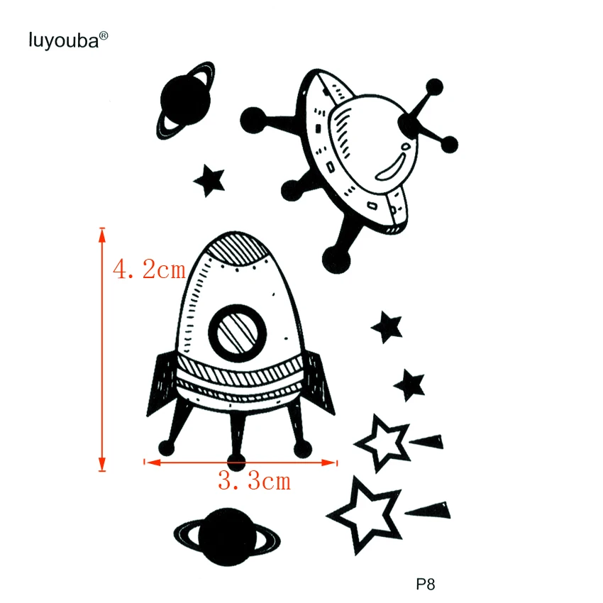 Водостойкая временная татуировка на космическом корабле искусственная