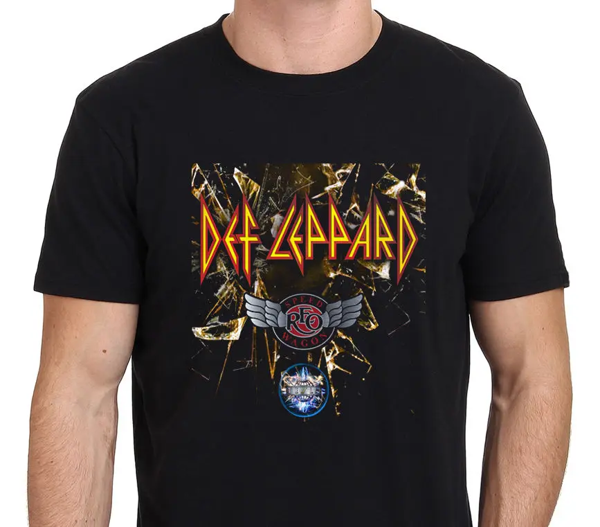 Def Leppard REO Speedwagon Тесла Тур 2016 W/даты в спине футболка S-to-XXL хлопок модная мужская с
