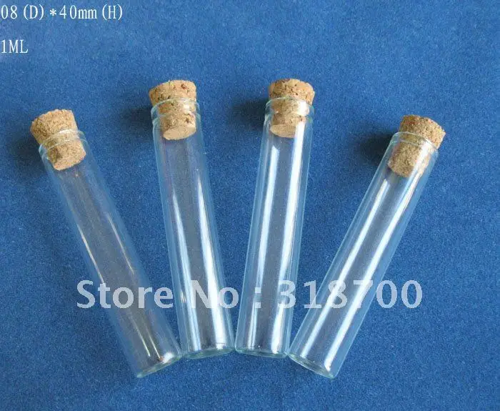 100x1ml mini стеклянная трубка с деревянная пробка 8*40 мм небольшие пробки флаконы