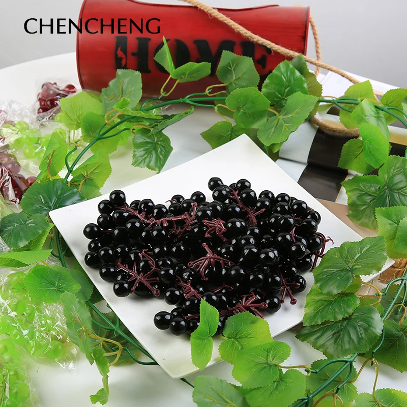 CHENCHENG, 15 шт./лот, искусственные растения, виноград, зеленый, поддельные фрукты, на стену, подвесной потолок, балкон, для дома, кухни, фермерского дома, украшение