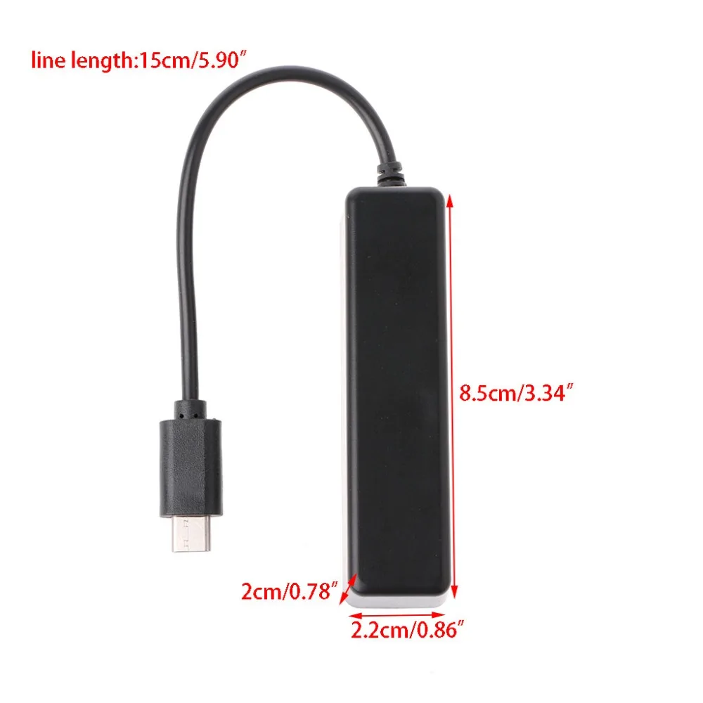 1 шт. черный 3 порта USB 2 0 концентратор сплиттер комбо Тип C кабель OTG SD/TF кардридер