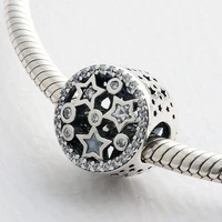 authentic 925 sterling silver charm simple hollow star crystal beads for original pandora charm bracelets bangles jewelry