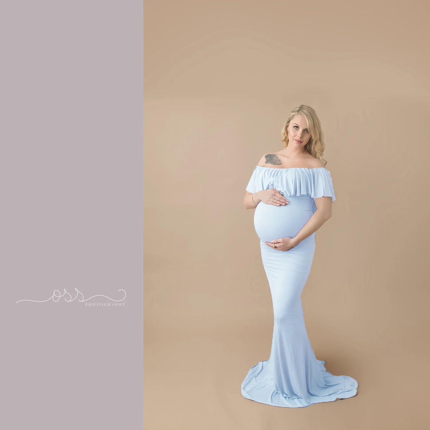 Light blue Платья для беременных женщин для фотосессии мерсеризованный хлопок платье для беременных женщин со шлейфом и гофрированным воротником Одежда для фотосессии - Цвет: Light blue