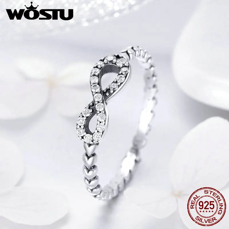 WOSTU, Настоящее серебро 925 пробы, модные кольца бесконечности любви для женщин, женские серебряные ювелирные изделия, подарок для влюбленных FIR414