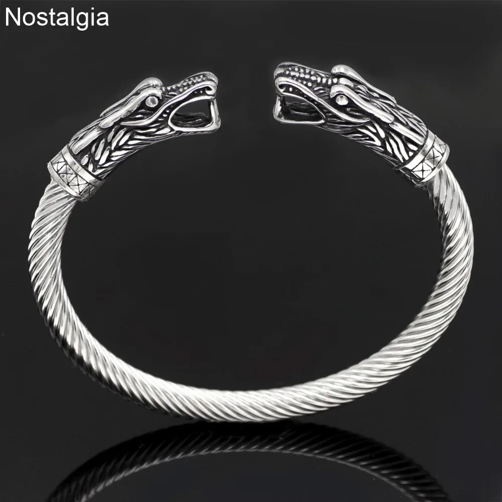 Дракон Ворон и волк амулет викингов браслет Joyeria De Acero неизбежный для женщин