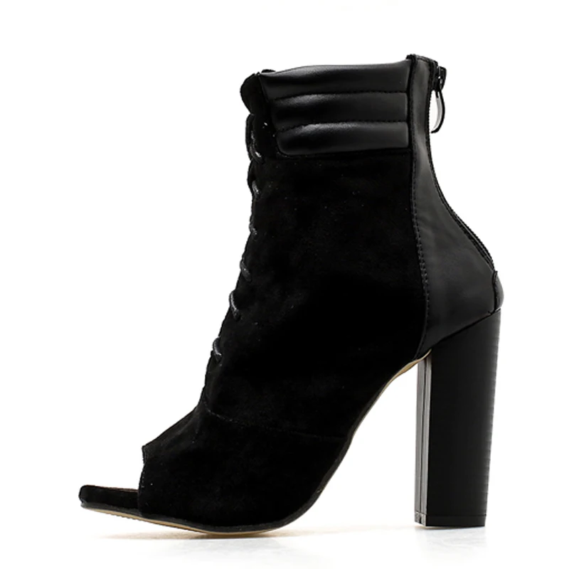 Road Track Spring Autumn Women Boots Cross-tied Peep Toe Zipper Closure Shoes Super High Heels Square heels XWC2412-5 | Обувь