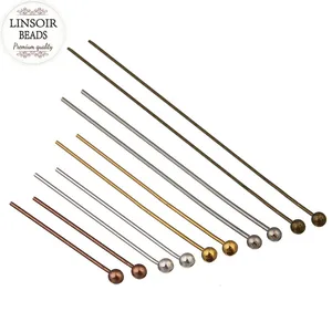 Штифты с шариковой головкой, длина 20, 25, 30, 40, 50 мм, диаметр 0,5 мм, золотистыесеребристые, для изготовления ювелирных украшений, 200 шт.лот, F352