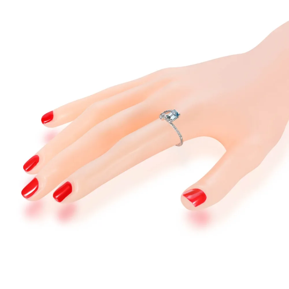 Lohaspie однотонное 18k Белое Золото 0.48ct Натуральный аквамарин и бриллиант Clou