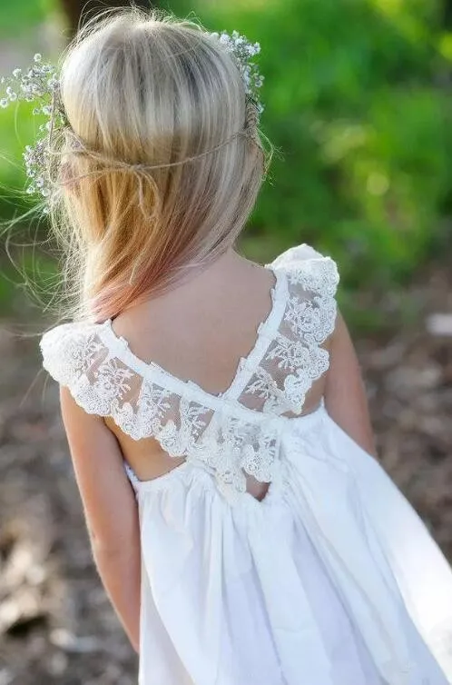 Богемные платья с цветочным узором для девочек на свадьбу кружевными