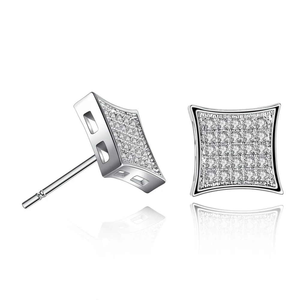 Высококачественные квадратные серьги гвоздики AAA + 15 мм с фианитами|cz stud earrings|stud