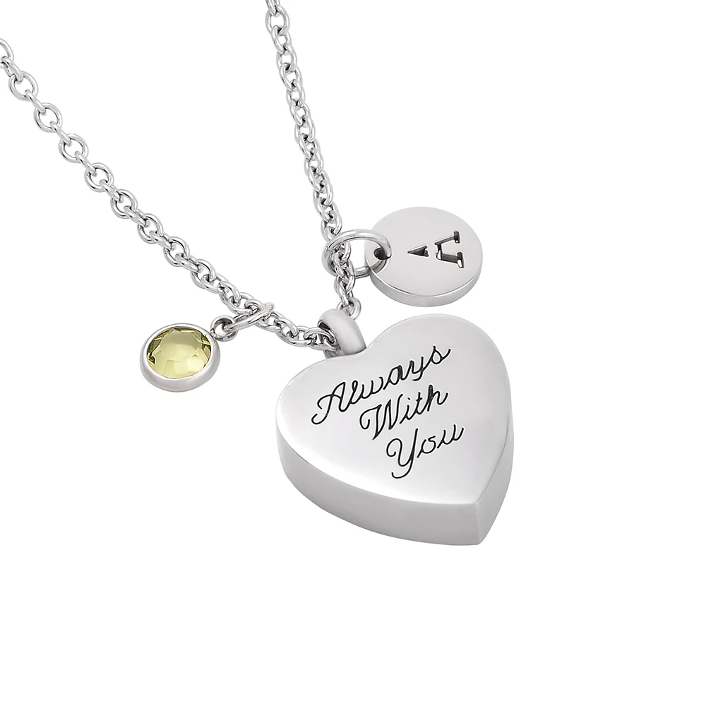 Etching Always With you Forever Heart memorial locket pendant ashes Jewelry Stainless Steel Cremation Urn Necklace For Women | Украшения и