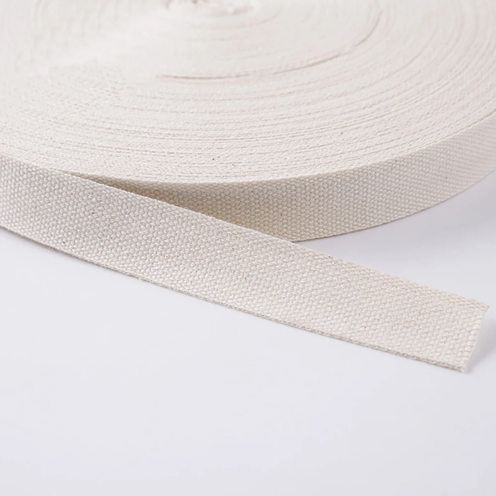

PPCrafts High Quality 20 25 30 35 38mm White Cotton Webbing Thickened Ribbon Handmade Knapsack Belt Home Textile Belt Buckles