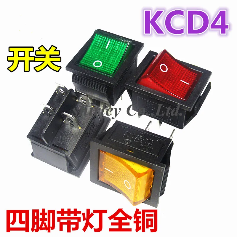 

Free shiiping 20PCS KCD4 Rocker Switch red black yellow ON-OFF 2 Position 4 Pins With Light Power Switch 16A 250VAC/ 20A 125VAC