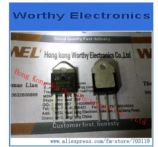 Бесплатная доставка 10 шт./лот BTA26 600BWRG 600BW TOP 3 TRIAC alteristor 600V 25A|free shiping|alternistor triacc c |