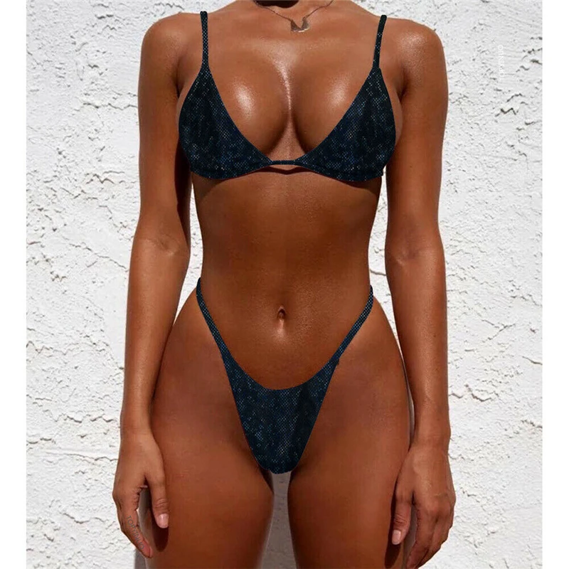 Женский комплект бикини летний однотонный купальник пляжная одежда пуш-ап