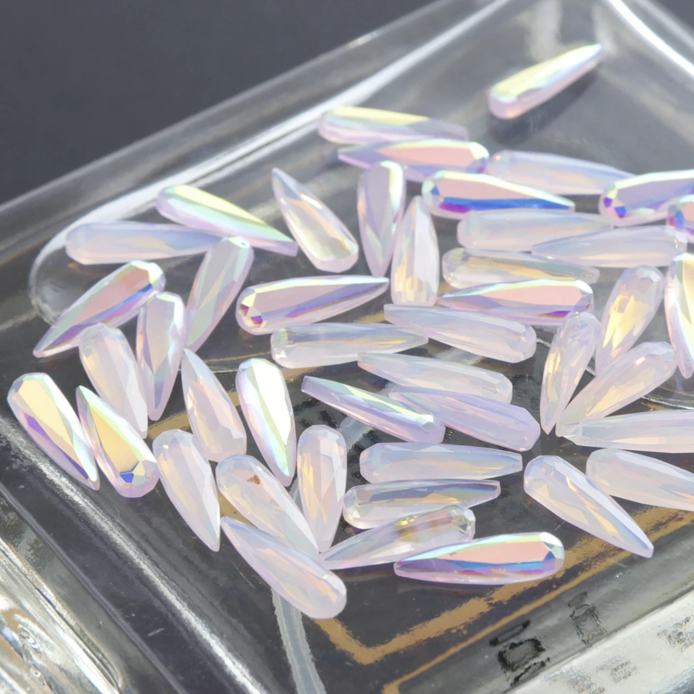 10 шт. Holo длинная водяная капля AB цветные стразы 3D Хрустальные амулеты Снежный белок украшения для ногтей маникюр DIY Советы от пыли CH812