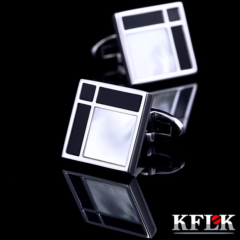 

KFLK ювелирные изделия рубашка запонки для мужчин Бренд черные Запонки кнопка оболочки высокое качество роскошные свадебные мужские гости