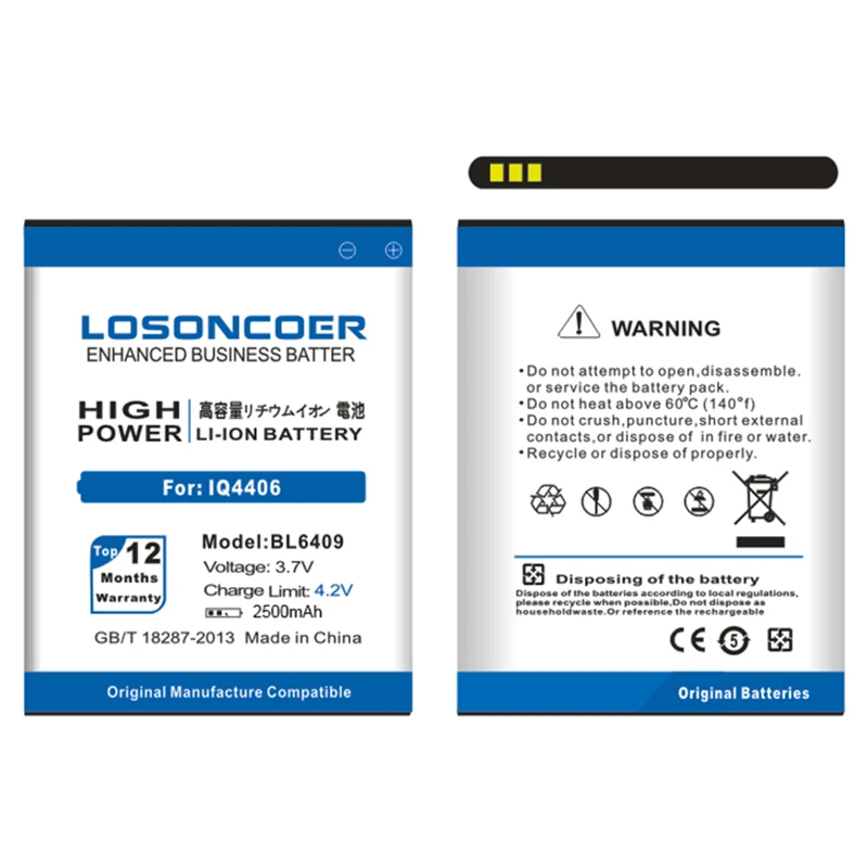 Аккумулятор LOSONCOER 2500 мАч BL6409 BL 6409 3 7 в высококачественный аккумулятор для Fly IQ4406 IQ