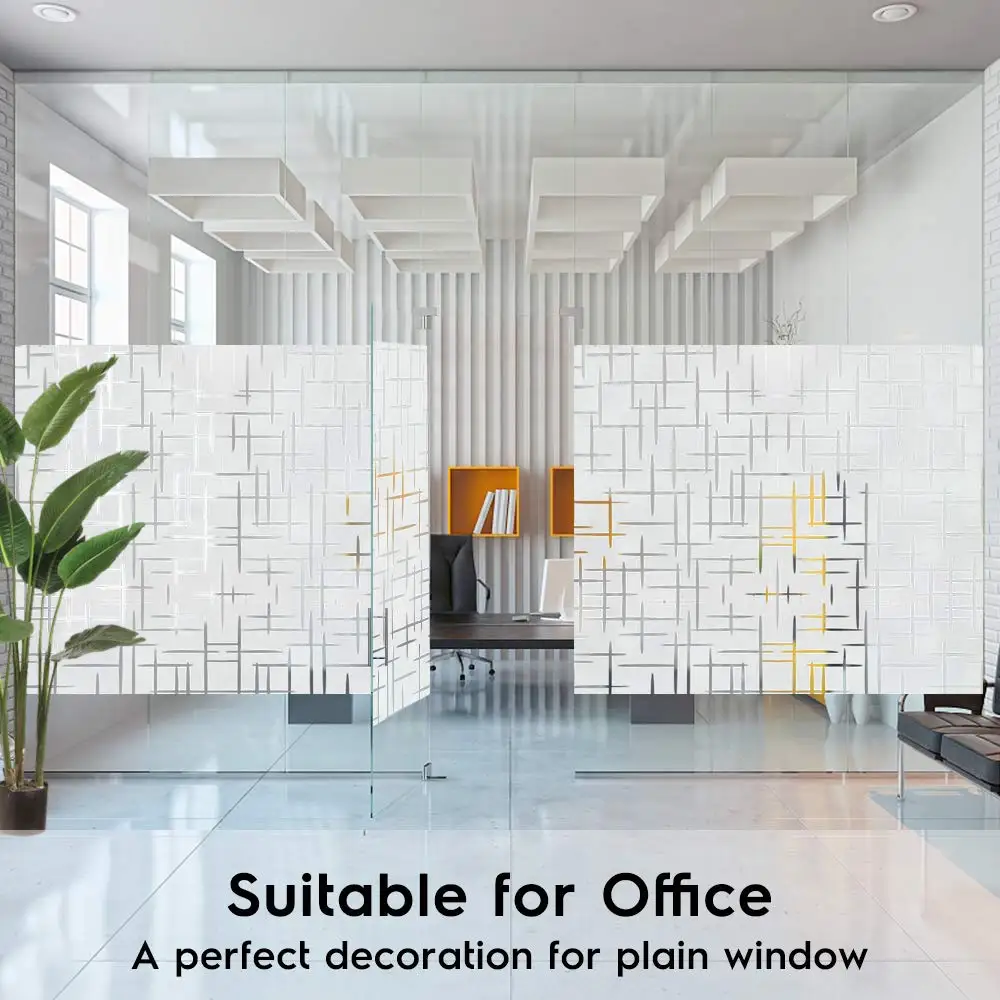 

3D Cross Pattern Matte Decorative Window Film Privacy Glass Vinyl Non Adhesive Film Frosted Static Cling Window Sticker for Home