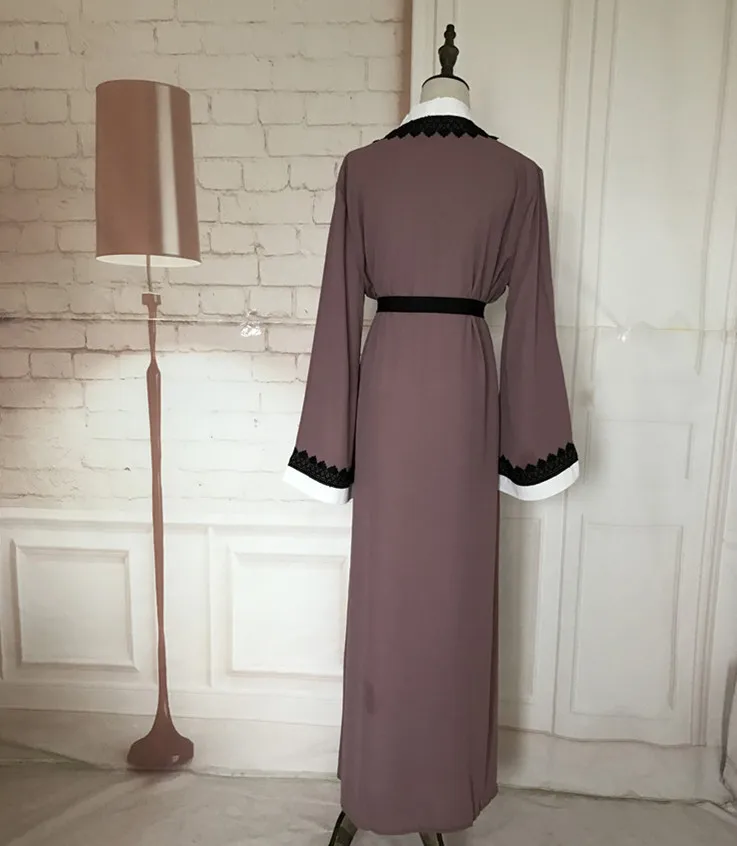 Мусульманский вышитый кружевной кардиган кофейного цвета djellaba Турецкая женская