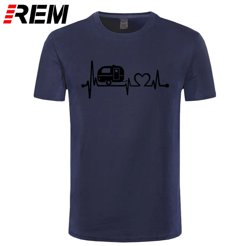 REM, горький кофе, новые летние хлопковые мужские футболки, топы, футболки с короткими рукавами, Camper, для путешествий, Hiker, Camper, Heartbeat, футболка - Цвет: navy black