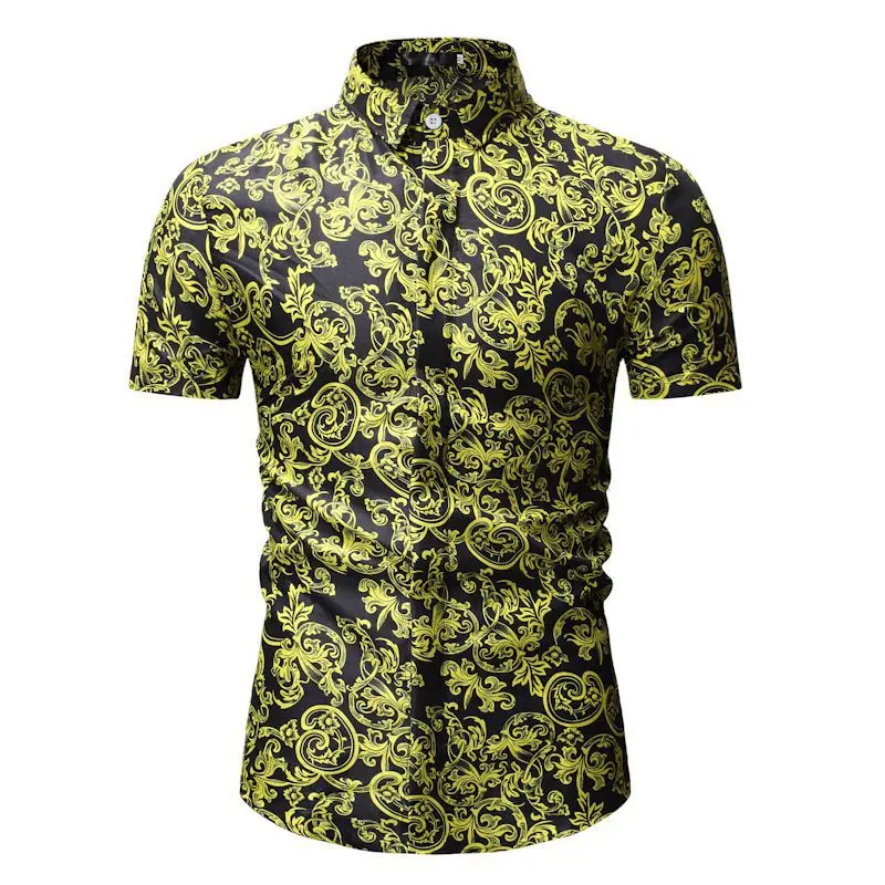 2019 Summer Fashion Mens Shirt Slim Fit Short Sleeve Floral Clothing Trend Casual Flower Shirts Size M-3XL | Мужская одежда