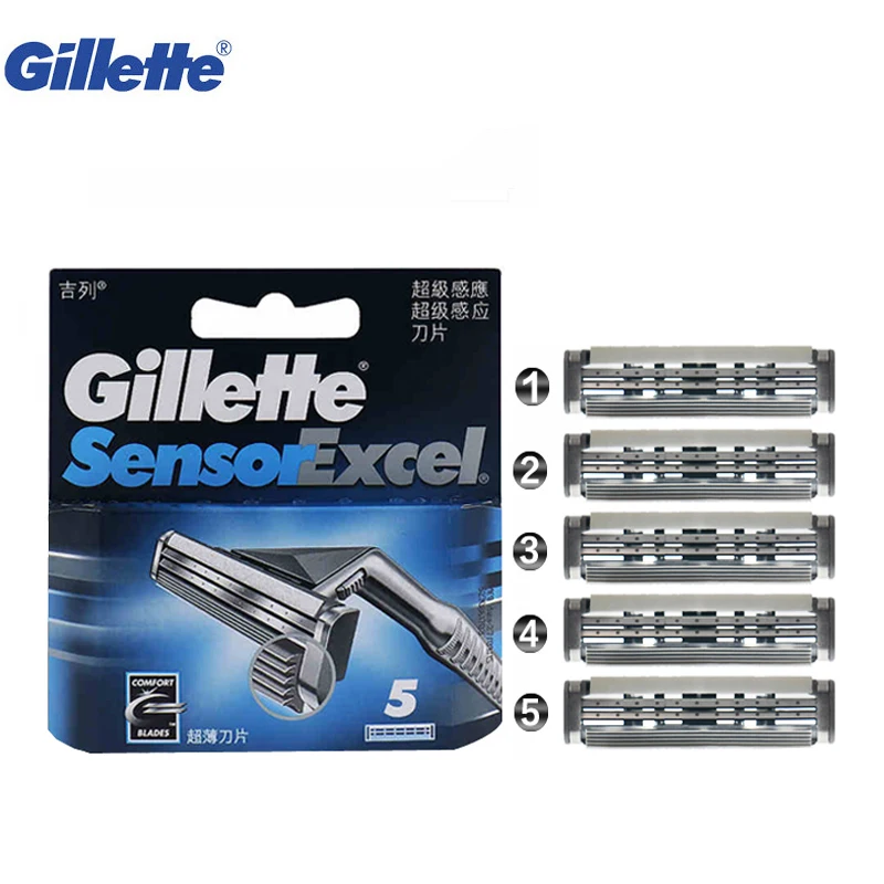 Сменные лезвия для бритвы Gillette Sensor Excel Men'S оригинальные бритья бороды уход за