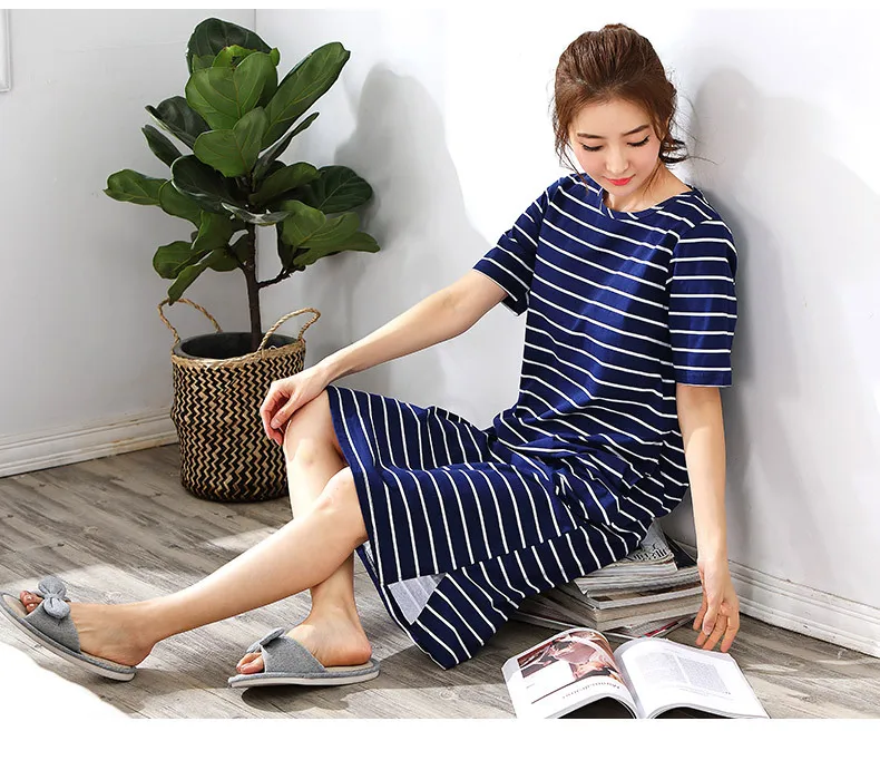 2018 Летняя женская ночная сорочка одежда для сна элегантная Милая Хлопковая