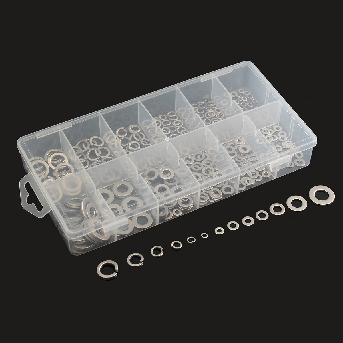 HQ 350Pcs Stainless Steel Flat Spring Washers Assortment Set Metal Lock Washer Abrasion Resistance Corrosion Prevention | Обустройство