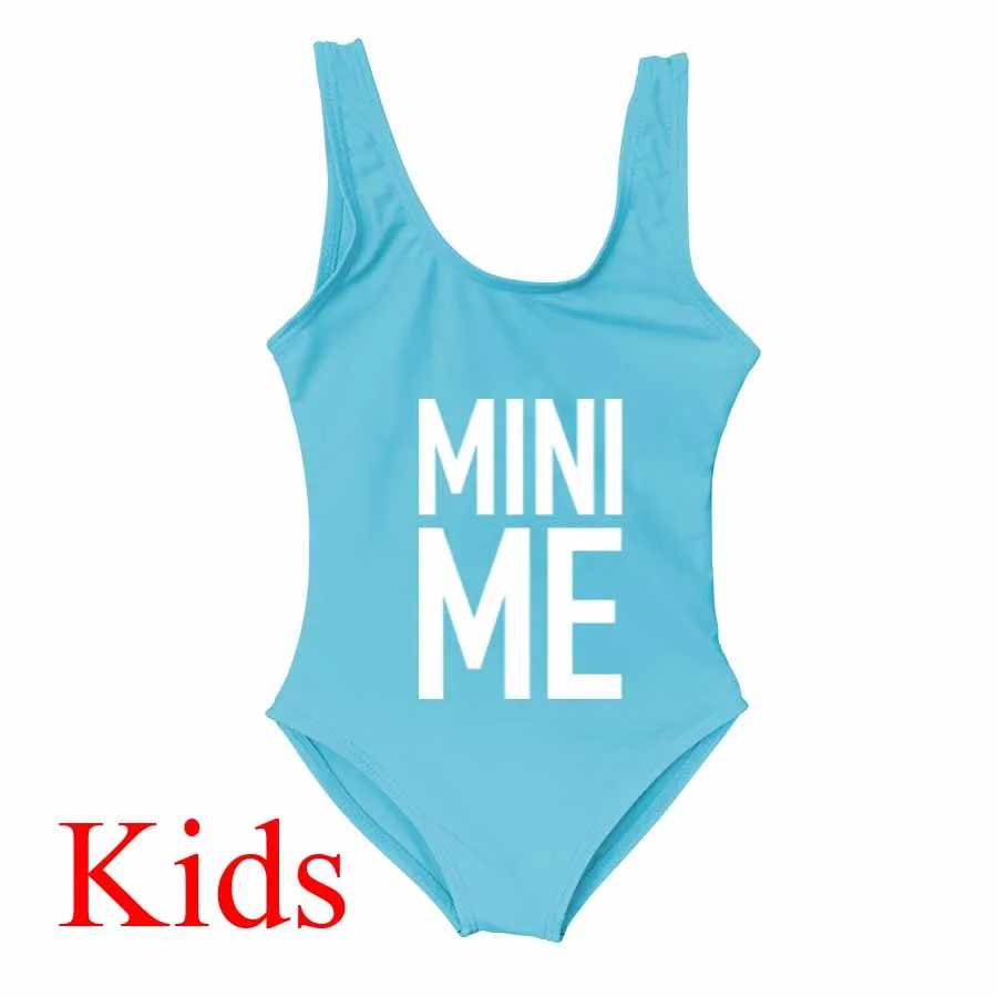 Kid Light Blue Новые Купальники для мамы и дочки; одинаковые комплекты одежды для семьи; бикини для мамы и дочки; слитный купальник - Цвет: Kid Light Blue
