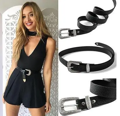Модный женский винтажный пояс с металлической пряжкой Boho кожаный поясной пояс высокое качество брендовый пояс винтажный черный