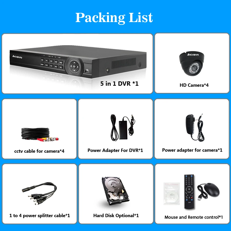 4CH 1080N AHD DVR 4 шт. 2000TVL ИК Ночное Видение домашняя CCTV камера 24 светодиода система