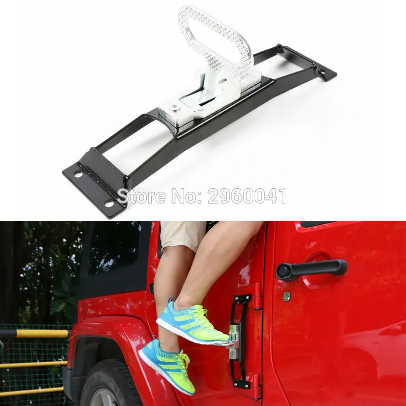 

Black Car Foot Rest Pedal Metal Car Door Hinges Foot Rest Pedals Plate Exterior Pedal Board Trim For Jeep Wrangler 2007-2016