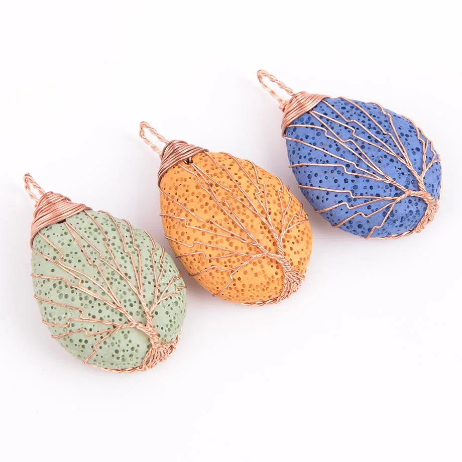 2019 золото Цвет &quotДрево жизни&quot проволочный обруч капли воды ожерелье &amp