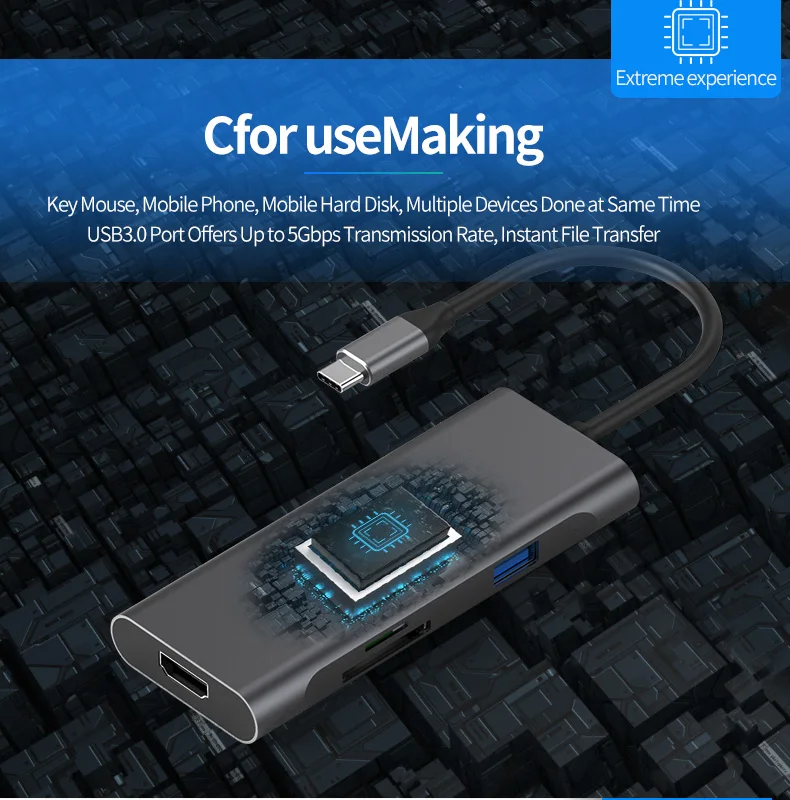 Blueendless USB-C сплиттер type C 3,1 3 порта USB C концентратор для нескольких USB 3,0 HDMI адаптер для MacBook Pro Аксессуары USB C концентратор