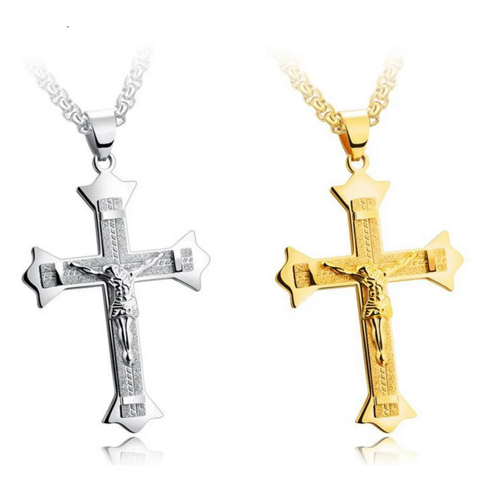 Новая мода унисекс Мужская Роскошная золотая серебряная подвеска из нержавеющей