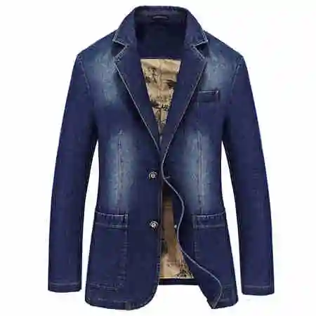 Blue Весенняя Мужская джинсовая куртка, пальто XXXXL, большая Мужская джинсовая куртка, джинсовое пальто, европейская Весенняя верхняя одежда - Цвет: Blue