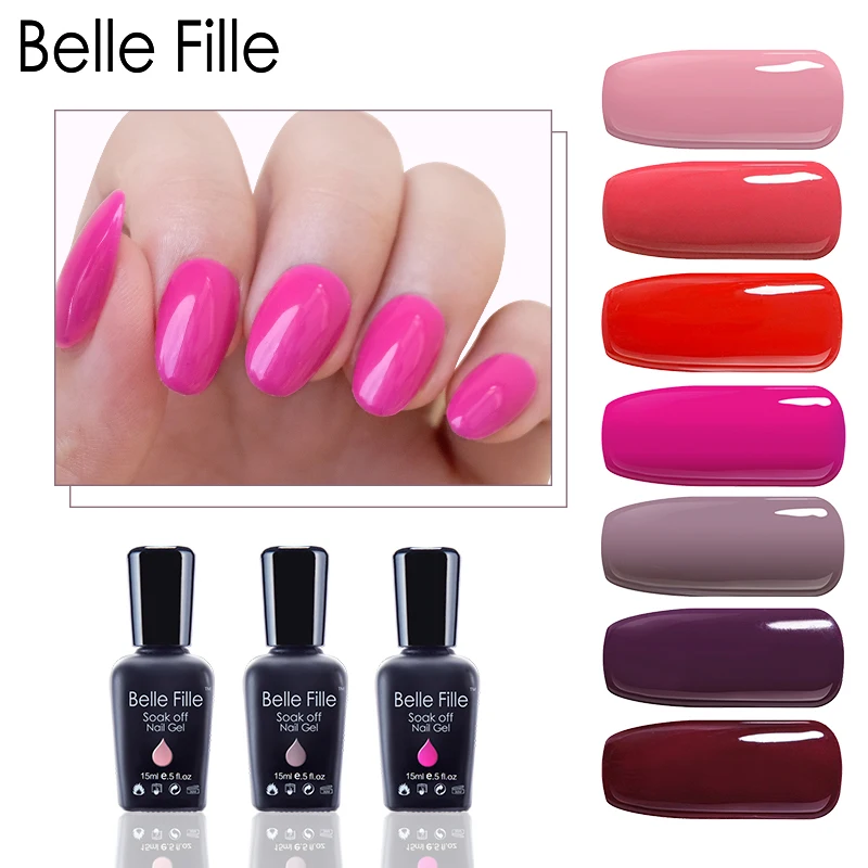 Belle Fille 15 мл Гель лак для ногтей вечерние макияж растворимый винно красный Маникюр