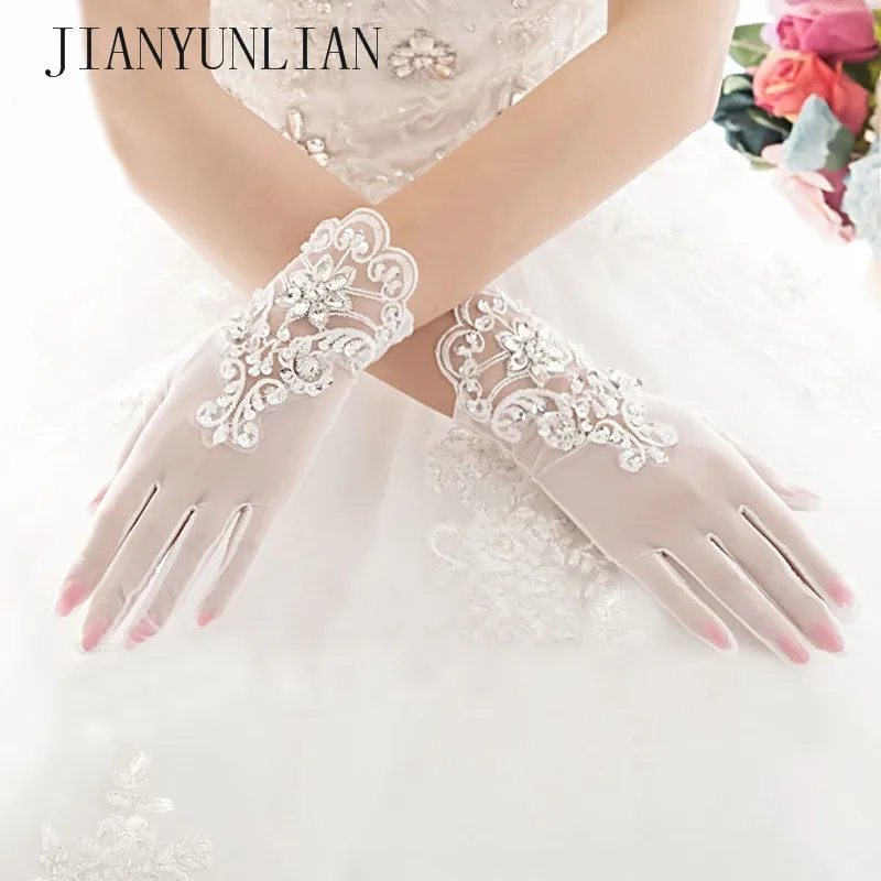 Перчатки Свадебные короткие из тюля цвета слоновой кости|bridal gloves|wedding glovesluvas para