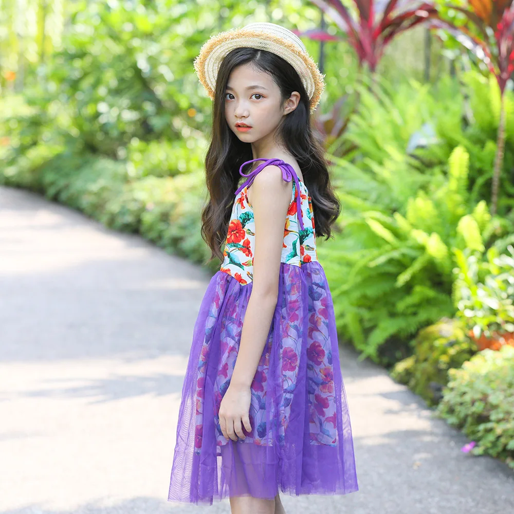 Cute Kids Tulle Tutu Floral Patchwork Sundress Holiday Summer Lovely Girls Ruffles Ins Hot Dresses | Детская одежда и обувь
