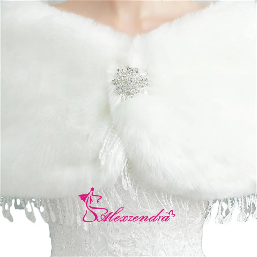 

Alexzendra Cheap Wedding Jacket Wraps Faux Fur Wrap Shrug Bolero Coat Bridal Shawl Jacket Bridal Gowns Winter Autumn Spring