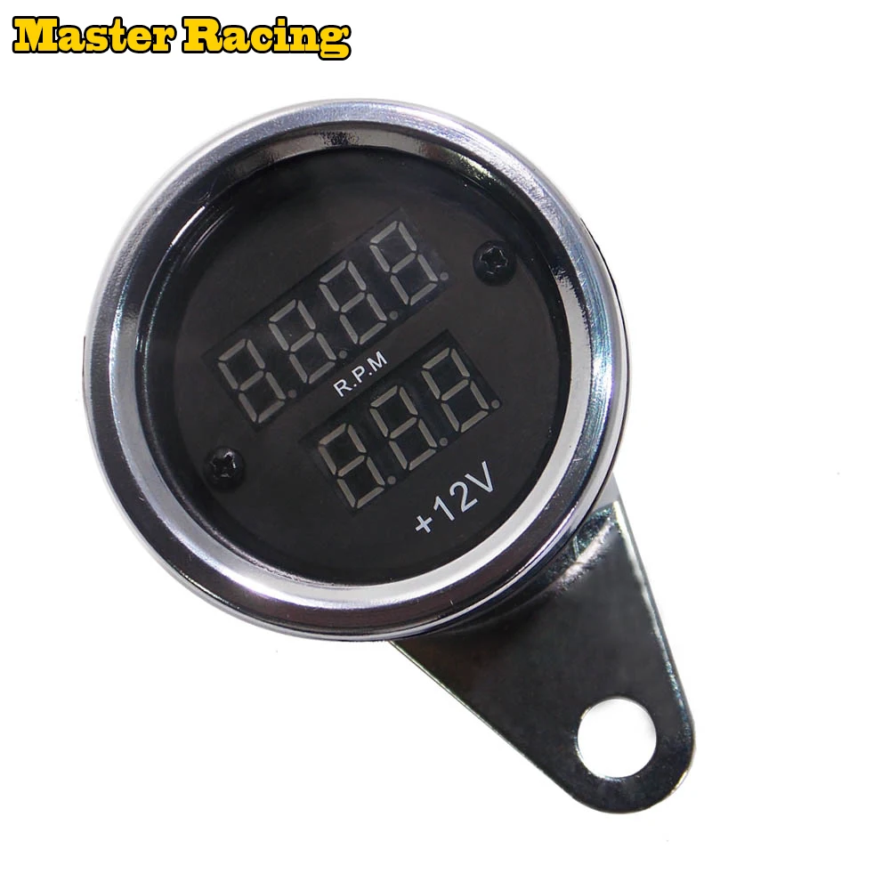 Мотоцикл метр ремонт светодиодный цифровой тахометр RPM тач датчик + вольтметр
