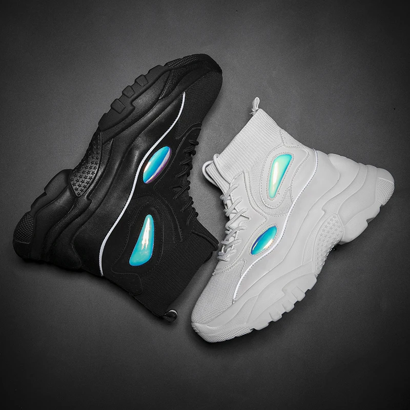 Кроссовки на плоской платформе женская модная обувь толстой подошве визуально