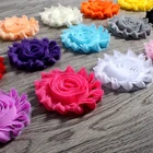 120 шт.лот 2,6 дюйма, 15 цветов, модные шикарные потертые шифоновые цветы для детей, аксессуары для волос, 3D потертые тканевые цветы для повязок на голову