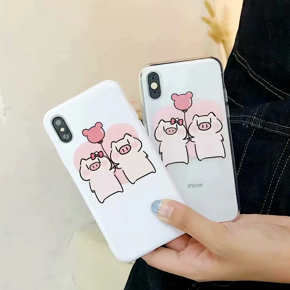 Милый чехол со Свинкой на заднюю панель для iPhone 6 S X мягкий из ТПУ 7 8 Plus с