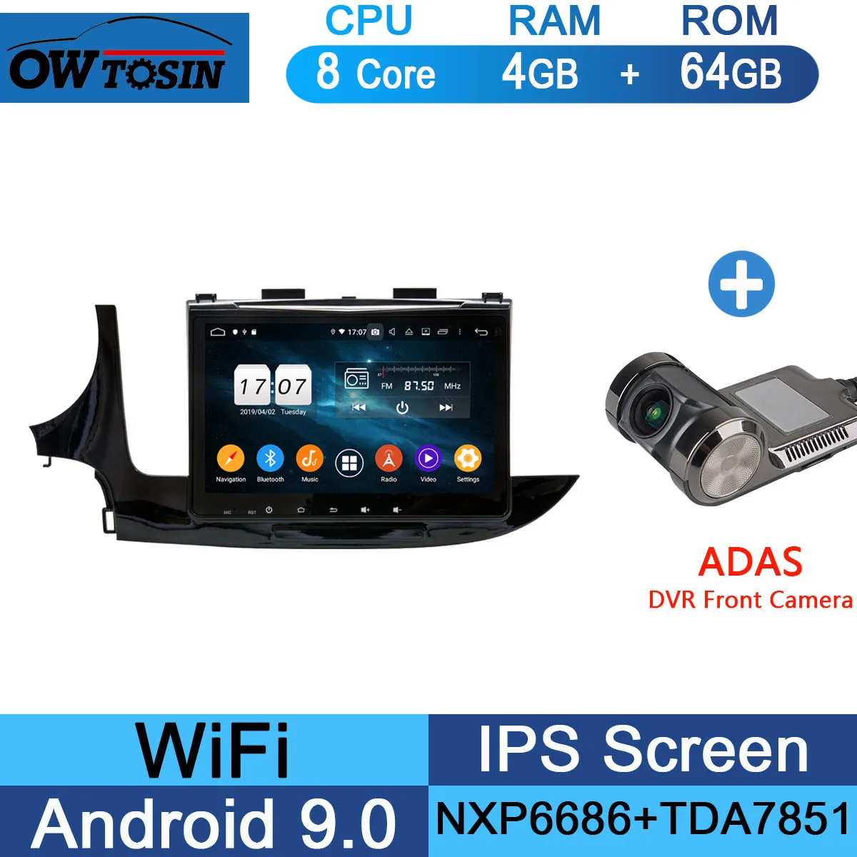 64G Adas Camera " ips Android 9,0 Восьмиядерный 4 Гб ram+ 64 ГБ rom автомобильный dvd-плеер для Opel Mokka Радио стерео DSP Adas CarPlay Parrot BT - Цвет: 64G Adas Camera