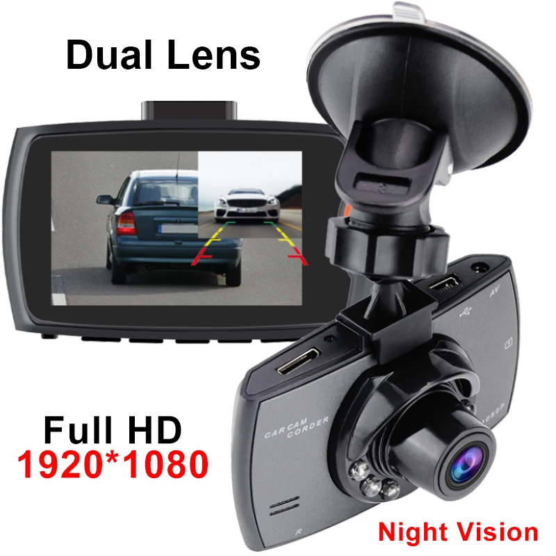 Dash Cam двойной объектив Автомобильный dvr камера Full HD 1080 P G sensor ночного видения