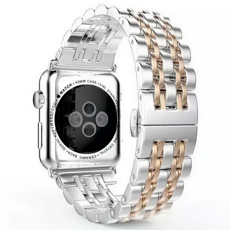 

Butterfly Stainless Steel Strap For Apple Watch 1 2 3 4 Band With Connector Adapter For iwatch Watchband 38mm 42mm 40mm 44mm