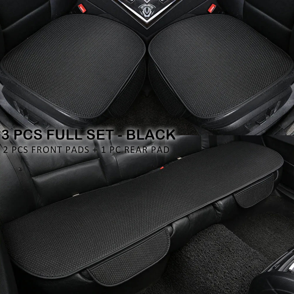 3 pcs full set black Kia Rio универсальный чехол для автомобильных сидений дышащий Авто протектор сиденья передний задний автомобильный чехол подушка коврик - Название цвета: 3 pcs full set black