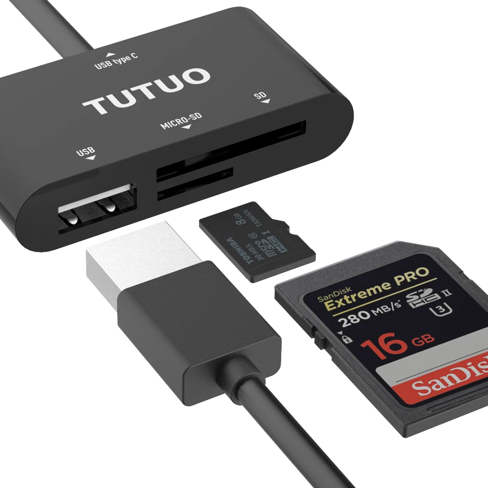 USB-концентратор TUTUO кардридер TF/SD порт USB 2 0 OTG многофункциональный адаптер для MacBook